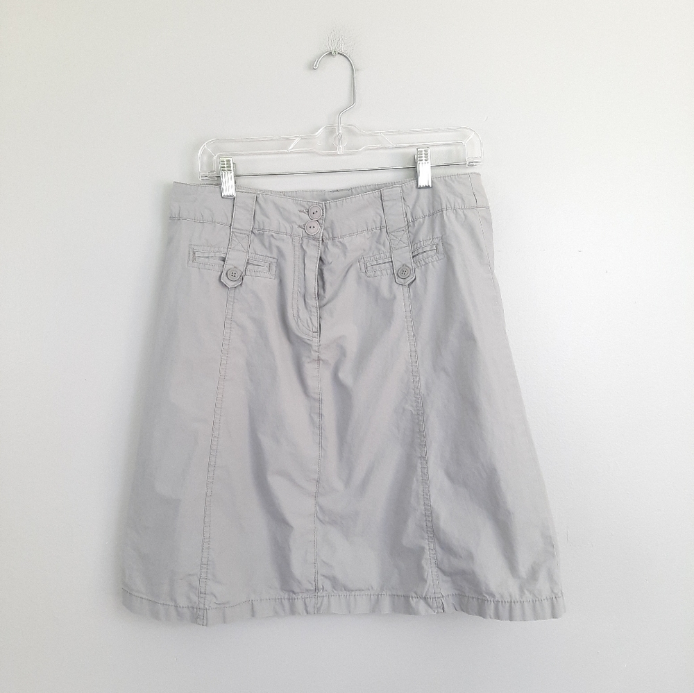 Dalia Collection Light Gray Cotton Exposed Seam Skirt